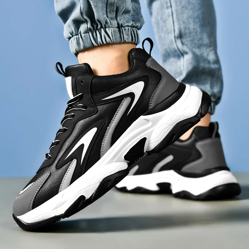 

Sports and leisure shoes, men's shoes, marathon oversized air cushioned shoes, fly woven all season rubber, wear-resistant, anti