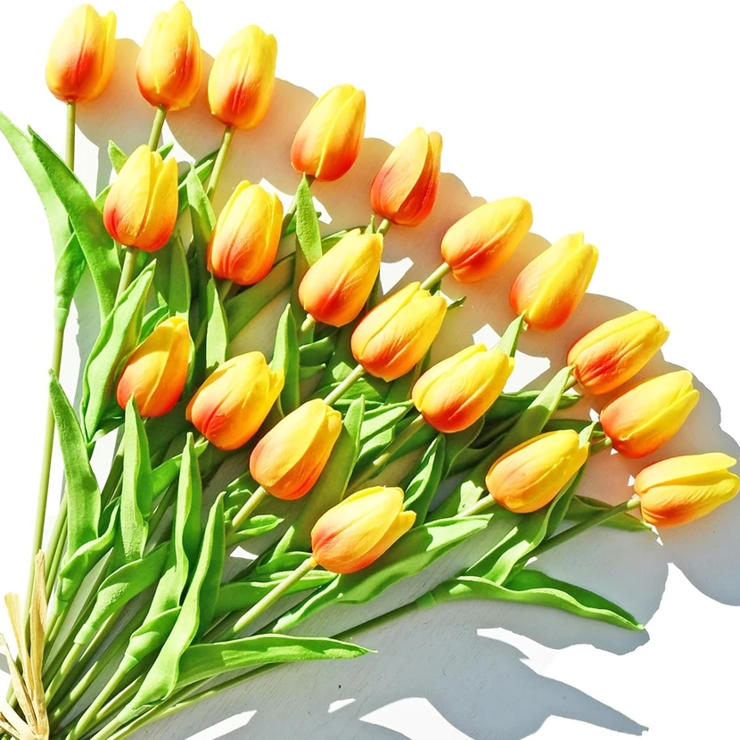 10 قطعة الزهور الاصطناعية ريال اللمس توليب سجل القصاصات زهرية ديكور غرفة المنزل حديقة الزفاف قوس الورد مهرجان Brial باقة لتقوم بها بنفسك Gif #4