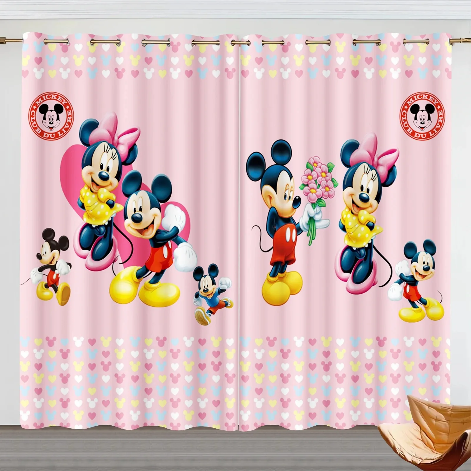 Cute Disney cartoon curtains, Mickey Minnie Mouse kids curtains bedroom living room blackout curtains home room décor