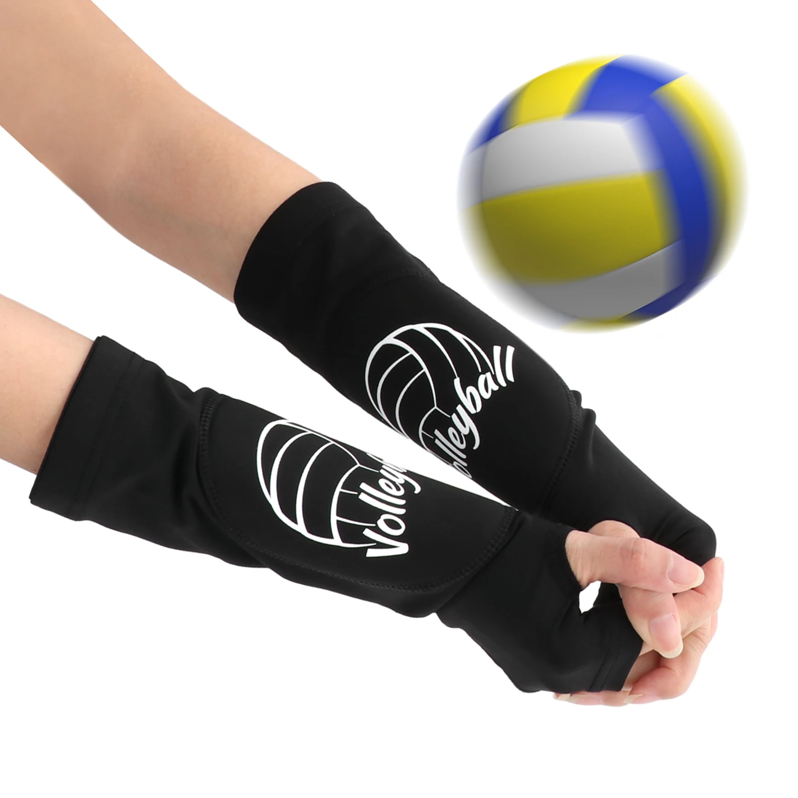 

Passing Compression With Protection Pad Sports Basketball Hitting Training Soft Elastic Cover Thumb Hole Volleyball Arm Sleeve