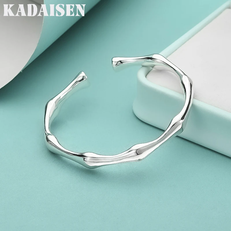 Hochwertige klassische Armreifen aus 925er Sterlingsilber mit Bambus-Motiv für Damen, verstellbar, modisch, für Hochzeiten, Partys, Geschenke, Schmuck