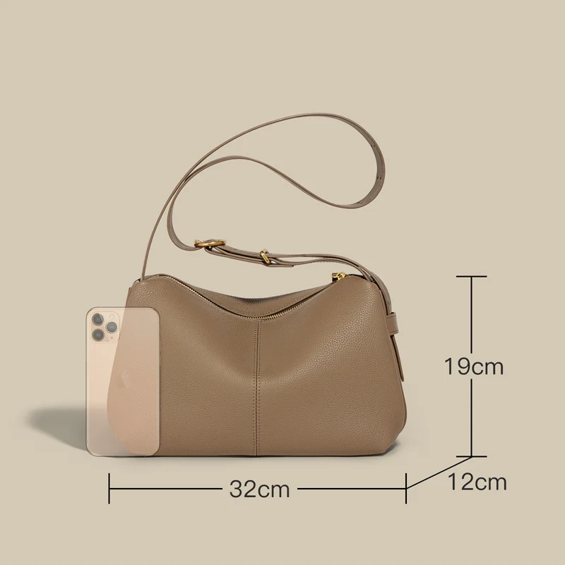 Women\'s Genuine Leather Messenger Bag Fashion Pillow Form Bag Large Capacity One Shoulder Bag Female 2023 New Luxury Handbag