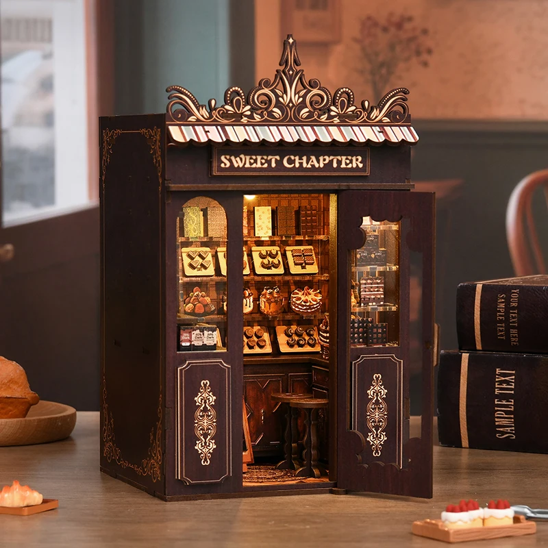 Houten miniaturen poppenhuis beeldjes 3D puzzel poppenhuis kit assemblagemodel speelgoed woondecoratie met meubilair voor kerstcadeau