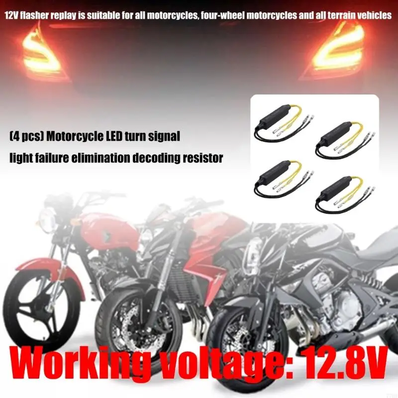 77HF Motorcycle LED Turn Load Resistors 4 Piece Set Solve Rapid Flashing Issues Simple DIY Install for Most Models