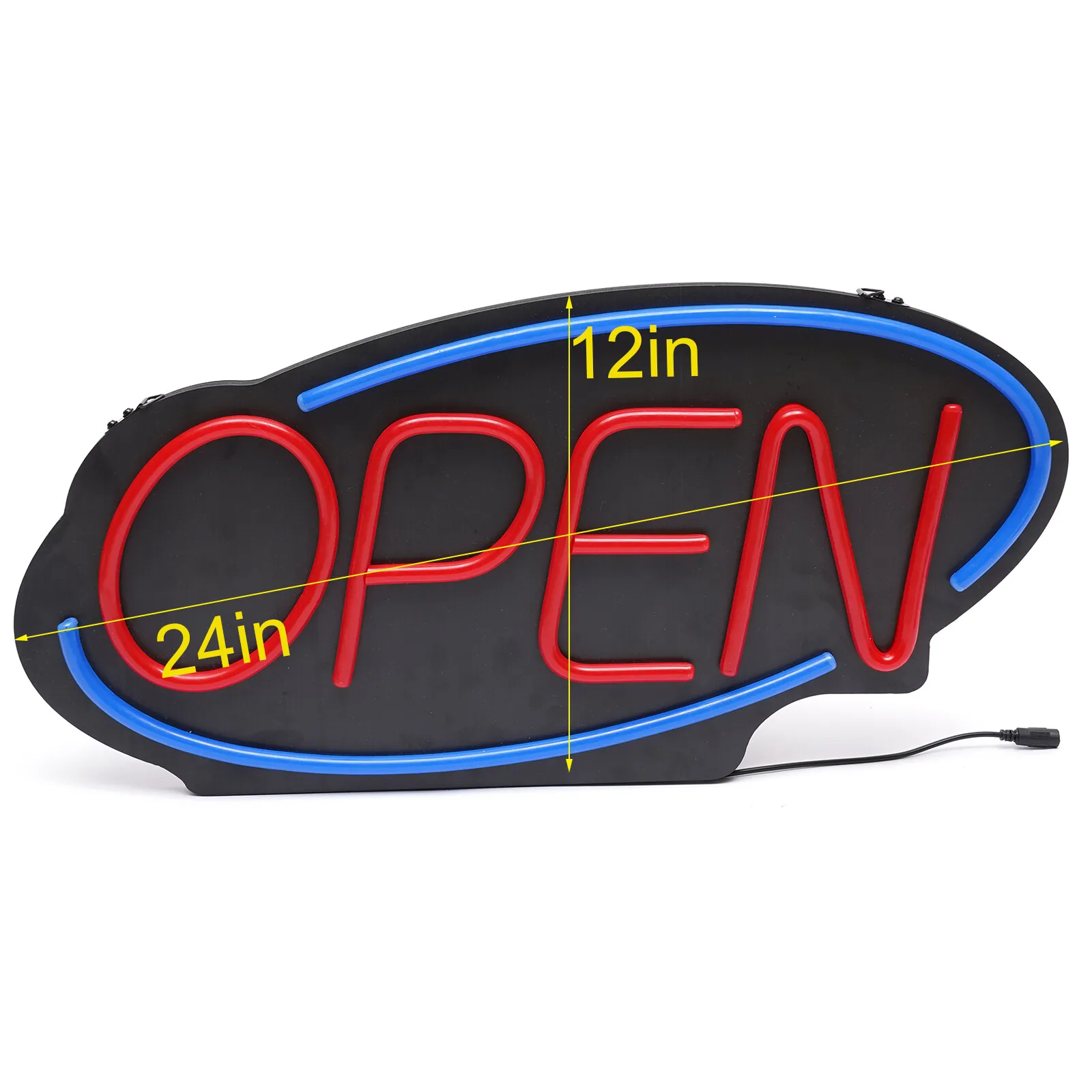 Insegna aperta al neon a LED da 24 pollici 110V Luminosità montata a parete regolabile 60x30 cm Luce per ore aziendali per negozio Cafe Bar