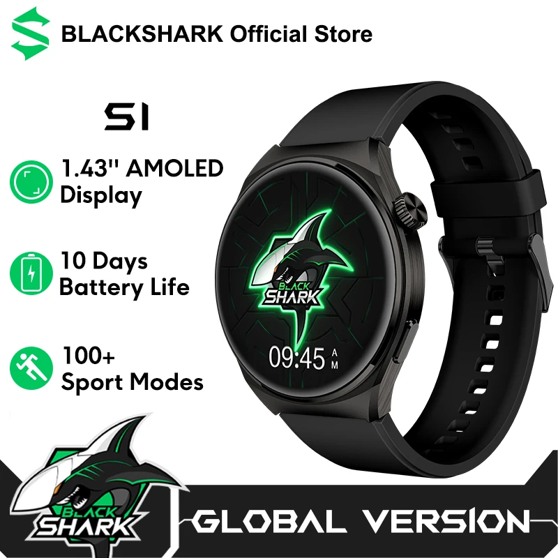 

Глобальная версия Black Shark S1 Smartwatch 1.43 "AMOLED экран 10 дней службы батареи Bluetooth 5.3 поддержка 100+ спортивных режимов