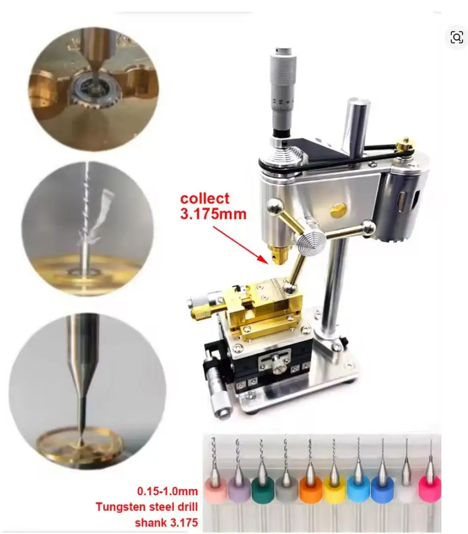 110v - 220V Table Drill High-precision Bench Drill Mini Drilling Machine With Copper Table Pliers For Repairing Watches