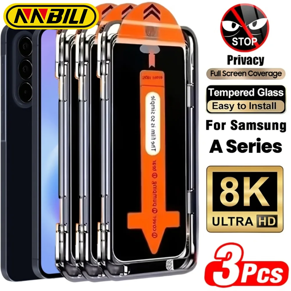 NNBILI 3pcs Full Cover Privacy Tempered Glass Screen Protector,for Samsung Galaxy S26 S25 S24 S23 S22 S21 Ultra S24 Plus Unlock