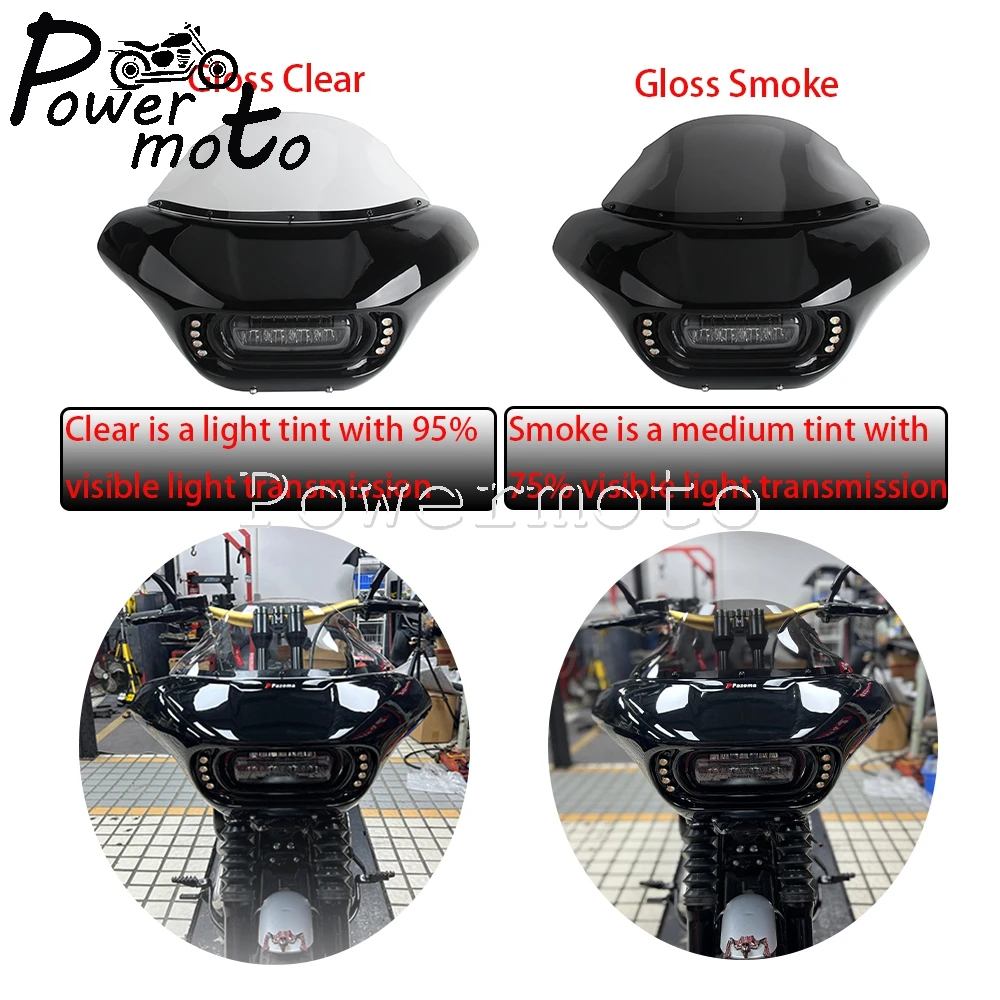 Shark Fairing Kit Headlight Cowl LED Turn Signal Lamp For Harley Softail Street Bob FXBB FXBBS Low Rider FXLR Standard FXST 18+