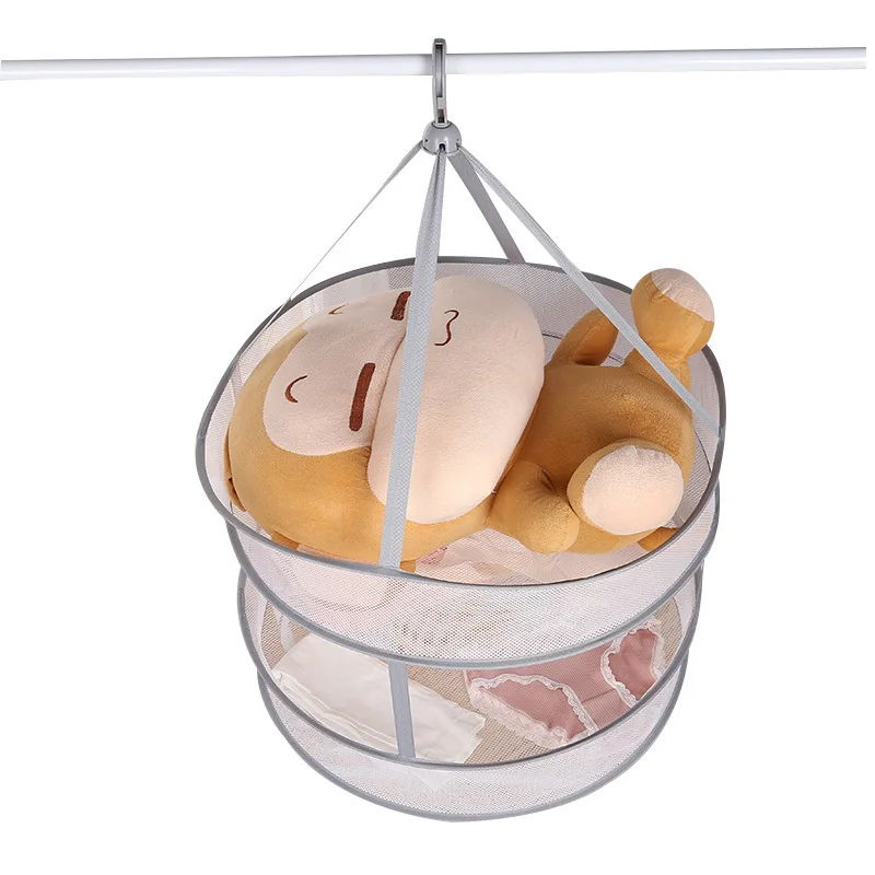 Double-Layer Windproof Clothes Drying Basket, Mesh Clothes Hanger, Folding Clothes Drying Net, Clothes Hanger, 48*10cm