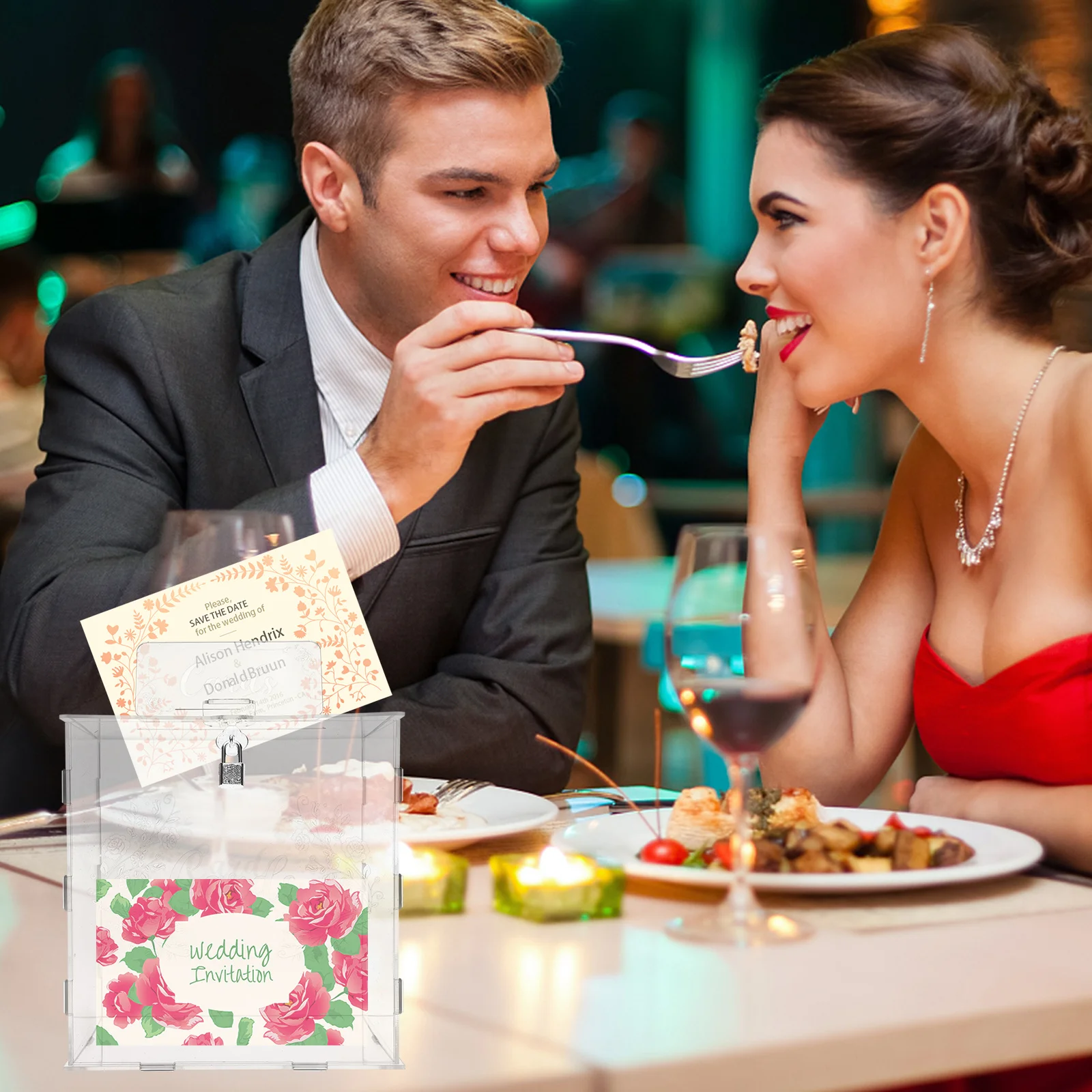 

Wedding Card Box Acrylic Lockable Clear Envelope Storage Case Gift Money Holder Decorative Party Box for Envelopes