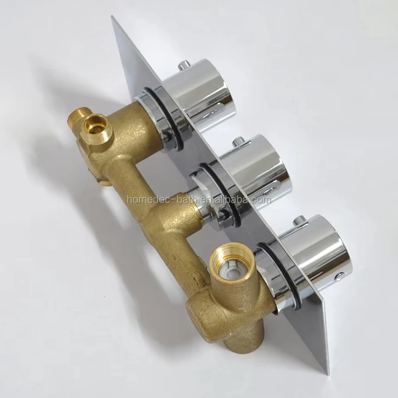 

Concealed Triple Handle Thermostatic Bath Shower Faucet Temperature Control Mixing Valve