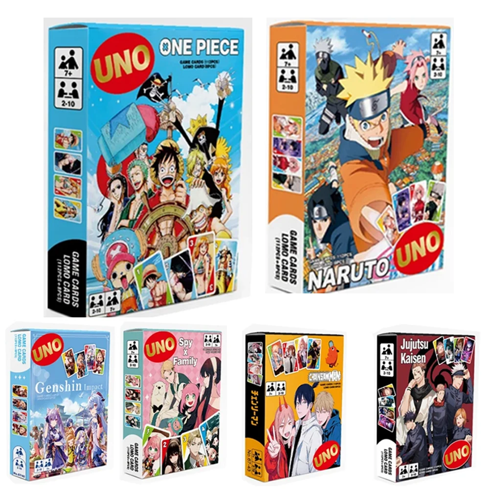 UNO One Piece NARUTO Spell Battle Chainsawman Card Game for Family Night Featuring Tv Show Themed Graphics