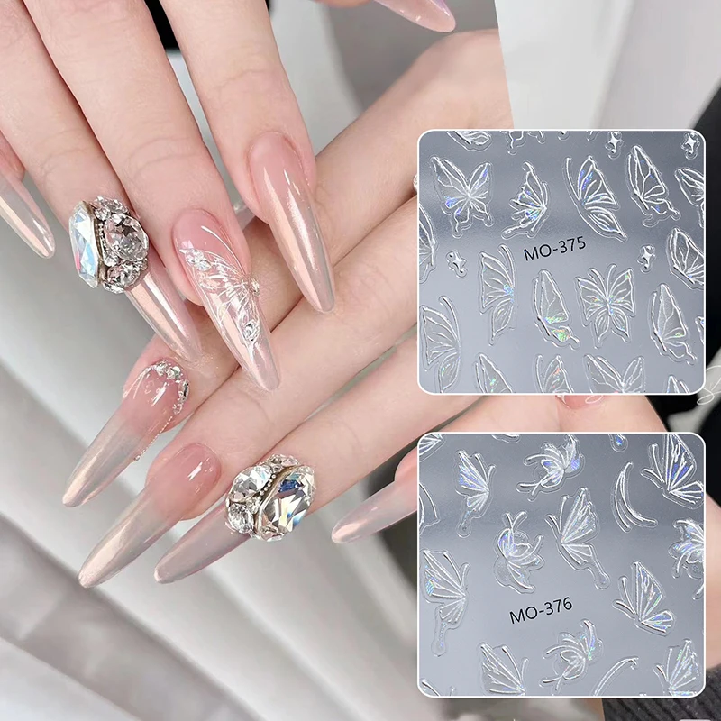 Naklejki na paznokcie kolorowe Auroral Butterfly Design naklejki urocza dekoracja samoprzylepny suwak DIY akcesoria do Manicure