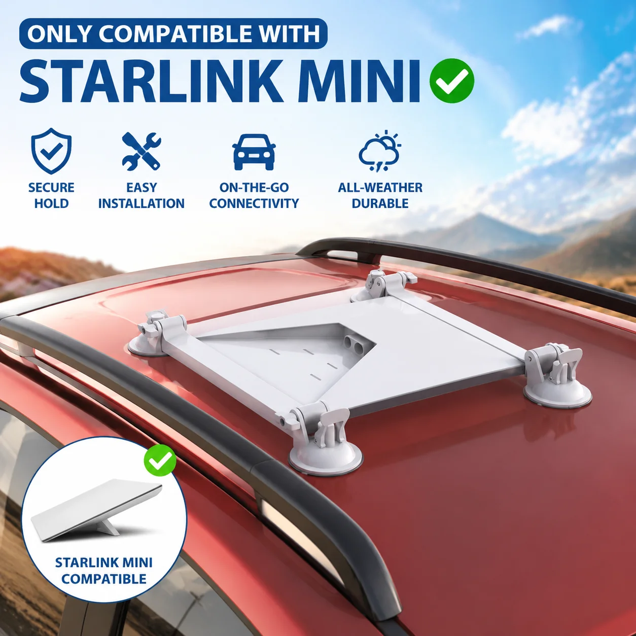 For Starlink Mini Sunroof Suction Cup Car Mount Car Suction Cup Bracket Navigation Kickstand Car Window Roof Accessory