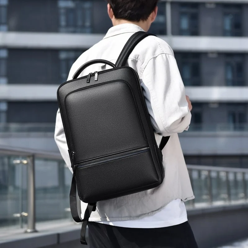 Executive Backpack Men PU Leather Satchel USB Charging Briefcase Office Travel Laptop Office Business Shoulder Back Pack Male