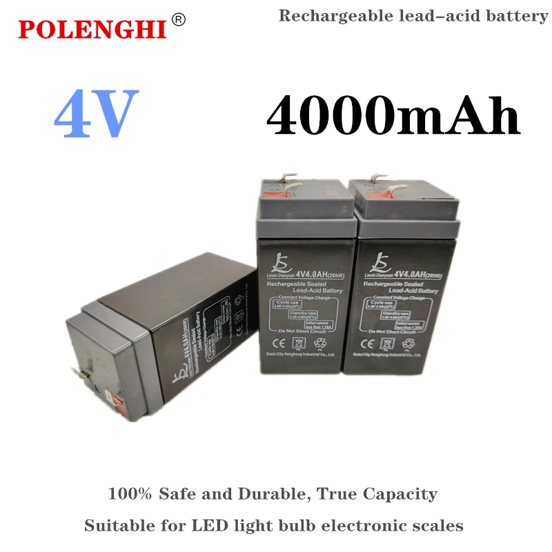 

POLENGHI 4V 4000mAh rechargeable lead-acid battery, suitable for LED light bulb electronic balance, maintenance free