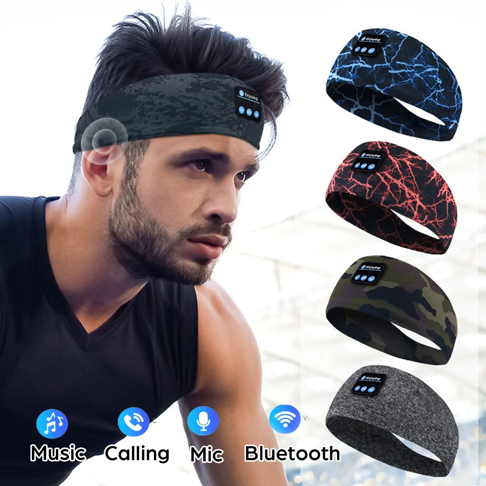 Bluetooth Earphones Sports Headband Elastic Wireless Headphones Music Sleeping Eye Mask Wireless Bluetooth Headset Yoga Headband