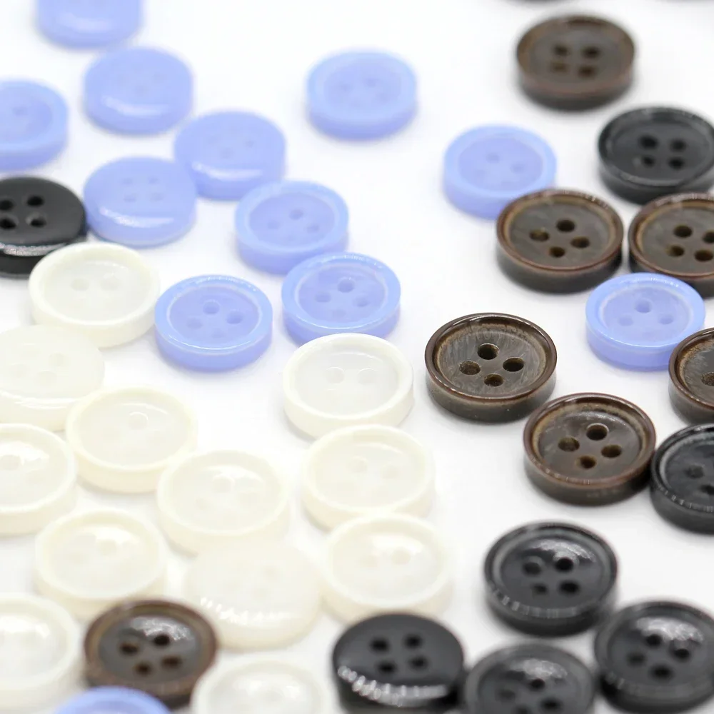 DOTOLLE 4 Holes Round White Blue Resin Buttons For Clothing Children Shirt Dress Polo Cuff Handmade Decorations Sewing Supplie