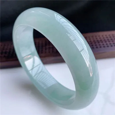 

zheru jewelry natural Burmese jadeite 54mm-64mm light green bracelet elegant princess jewelry best gift