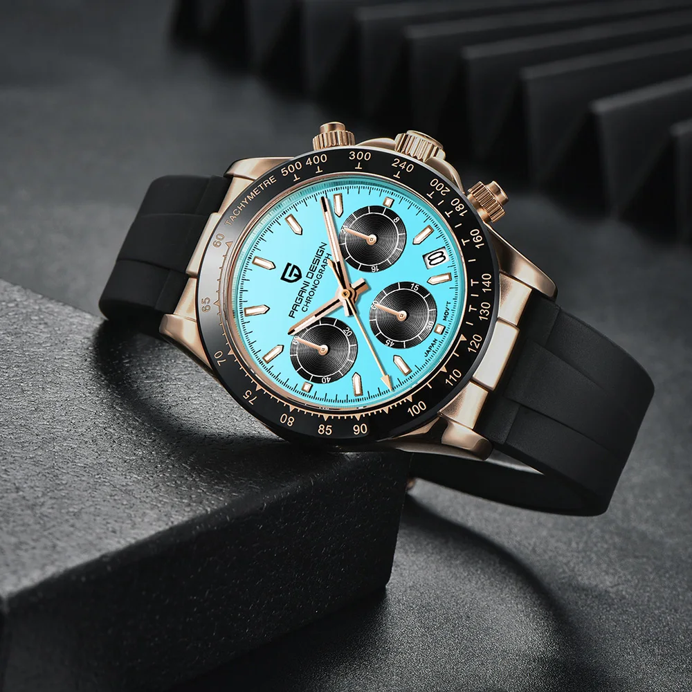PAGANI DESIGN Mens Stop Watch Chronograph Luxury Quartz Watches For Man Japan VK63 Wristwatches Stainless Steel Waterproof Clock