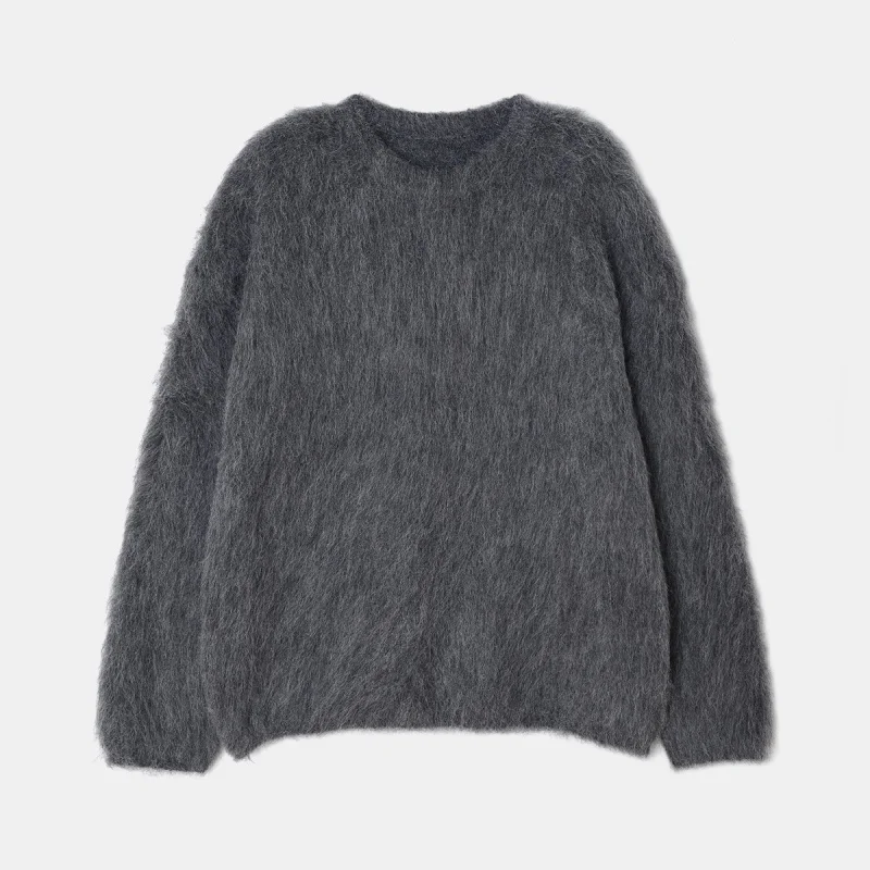 2024 Alpaca Plush round Neck Wool Thick Women\'s Loose and Idle Profile Sweater Wholesale