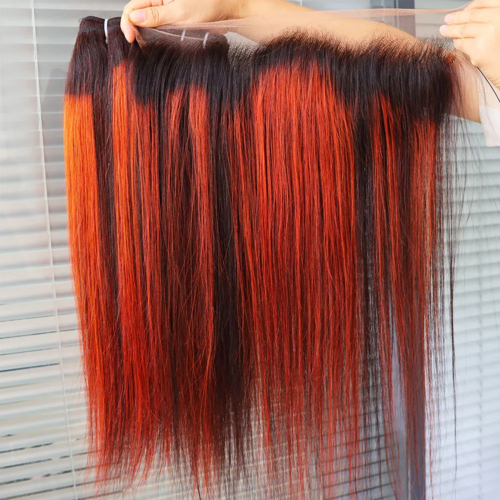 الجملة حزم الشعر البشري لعذراء مع إغلاق أمامي تسليط الضوء على لون البيانو 1B انخفاض الشحن الدانتيل أمامي شفاف