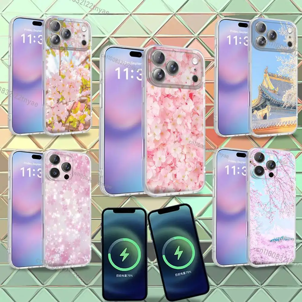 

Pink Cherry Blossom Sakura For iPhone 17,12,11,14,13,15,16,Plus,Air,Pro,Max,E,Mini for Magsafe Magnetic Frosted Phone Case
