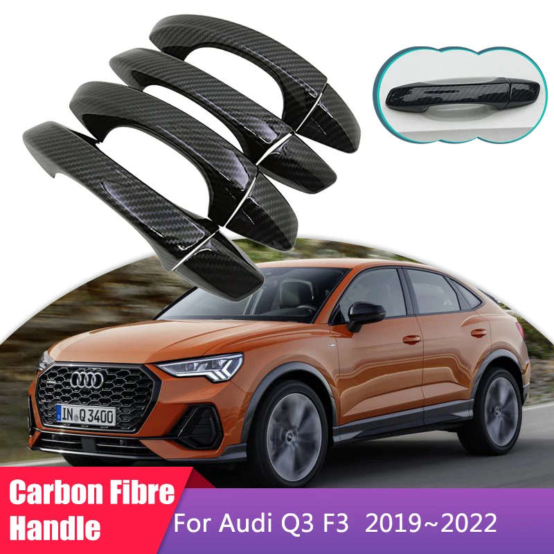 

Car for Audi Q3 MK2 F3 2017 2018 2019 2020 2021 2022 Accessories Carbon Fiber Outer Door Handle Cover Protective Styling Sticker