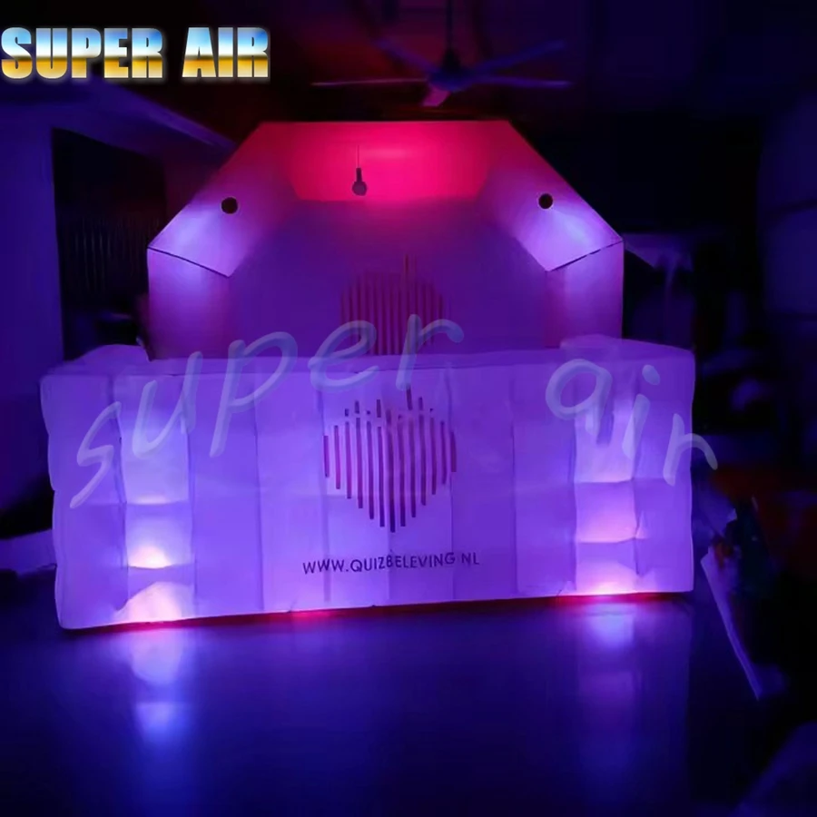 Maravilhoso quiosque inflável personalizado, bela barraca de bar inflável com iluminação led colorida para aluguel