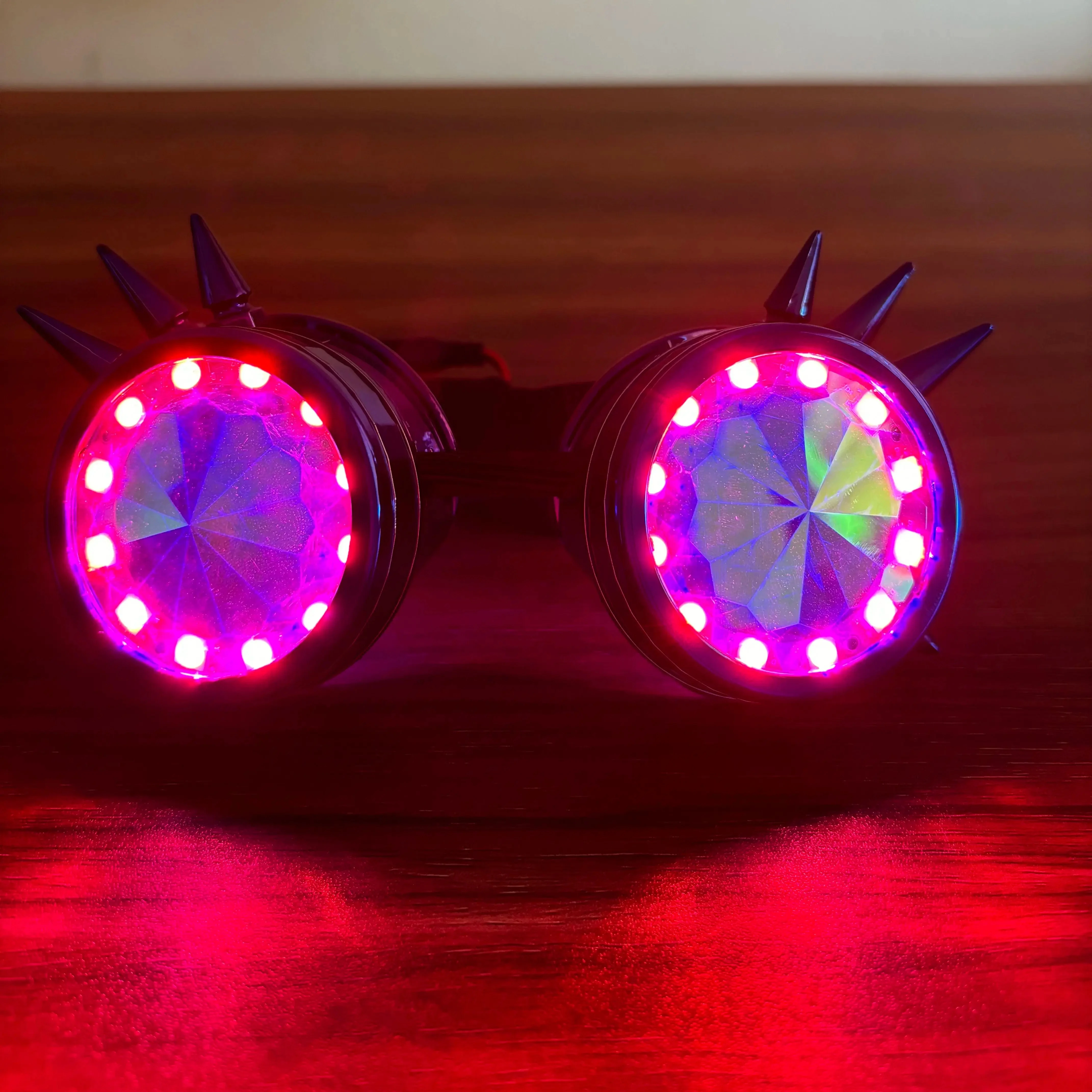 

New hot LED punk goggles glasses Rechargable Light up Rainbow Full Color Spectrum DJ Rave Eye Costume night club Party