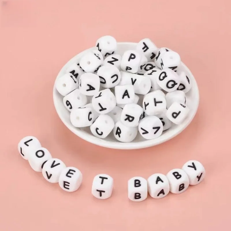 12MM Silicone Letters Beads DIY jewelry accessoriesFor To Make Bracelets English Alphabet Beads BPA Free Food grade