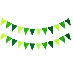 Green Safari Jungle Birthday Tropical Party feltro Bunting Banner Triangle Flags Hanging Fabric Garland gagliardant Garden Decorations