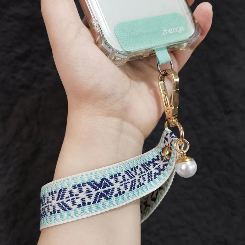 

Retro Patterned Mobile Phone Strap Pearl Anti Loss Cell Phone Chain Short Pendant Mobile Phone Lanyard Phone Case Accessories