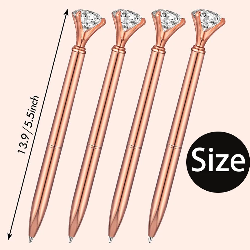 Imagem -06 - Rose Gold Caneta Esferográfica Acessórios de Mesa Caneta de Diamante de Cristal Tinta Preta Canetas Esferográficas de Metal Presentes de Escritório 25 Pcs