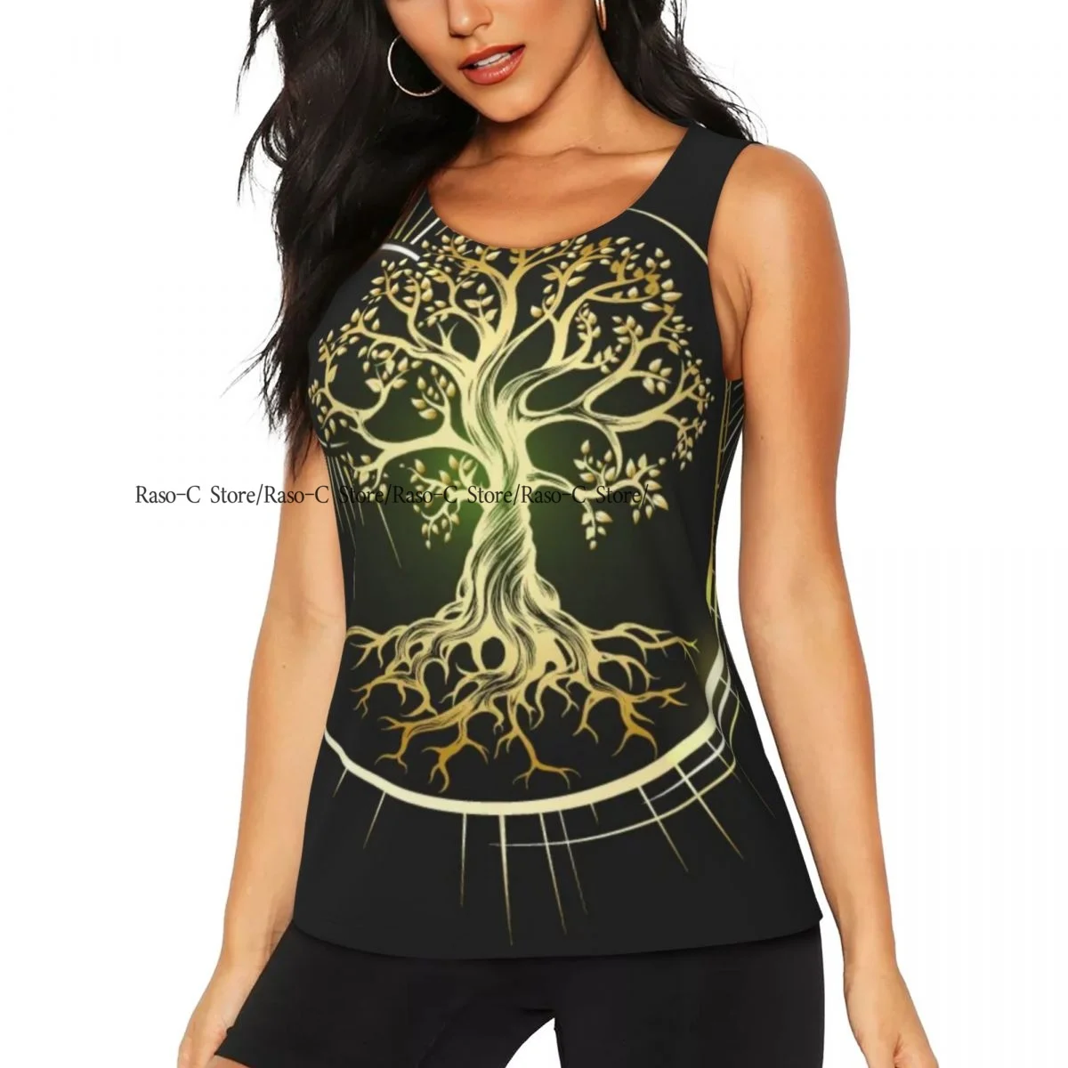Women Casual Sport Yoga Vest Tree Of Life Esoteric Quick Dry Running T-shirt Training Workout Gym Sleeveles