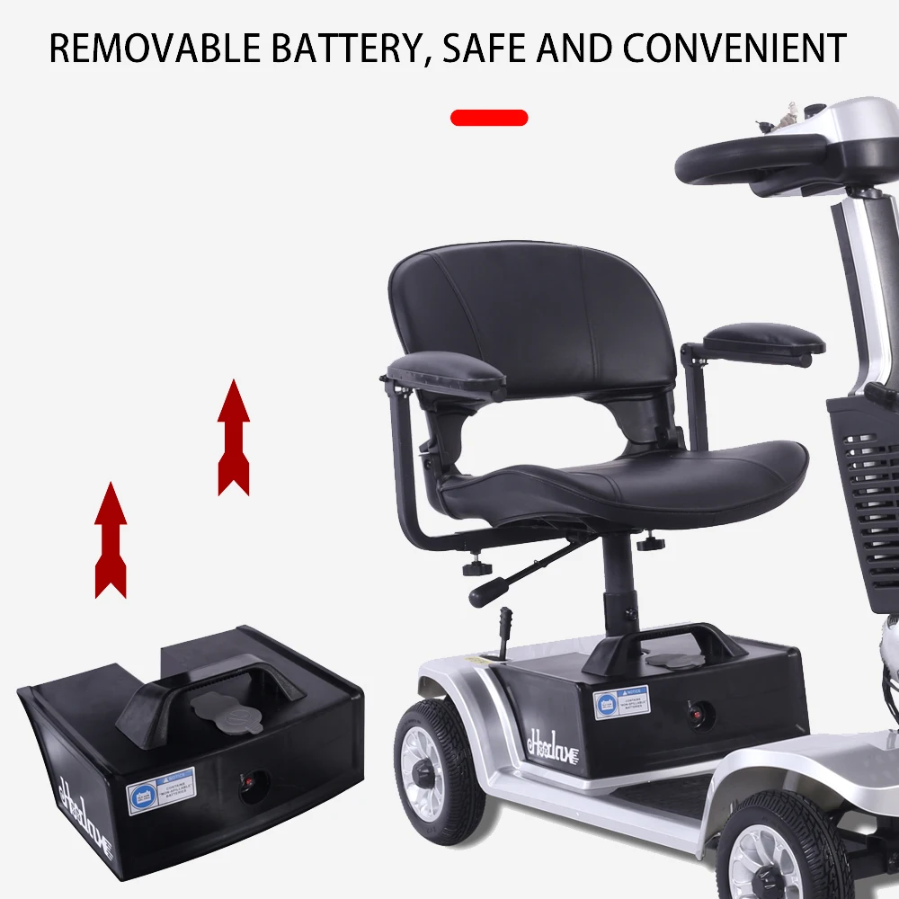 Trottinette de mobilité médicale électrique, pliable, 4 roues, l'aîné et le disabulin, scooter électrique d'extérieur