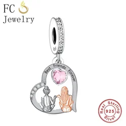 Fit Original Pan Charm Bracelet 925 Sterling Silver Two Girl Promise Best Friends Forever Bead For Making Women Berloque