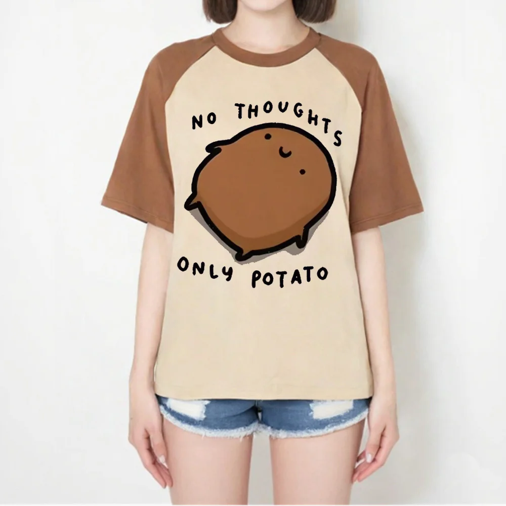 No Thoughts Only Potato shirt women Vintage korean clothes Pastel Trendy aesthetic Colorful harajuku Classic Trendy hip hop 80s