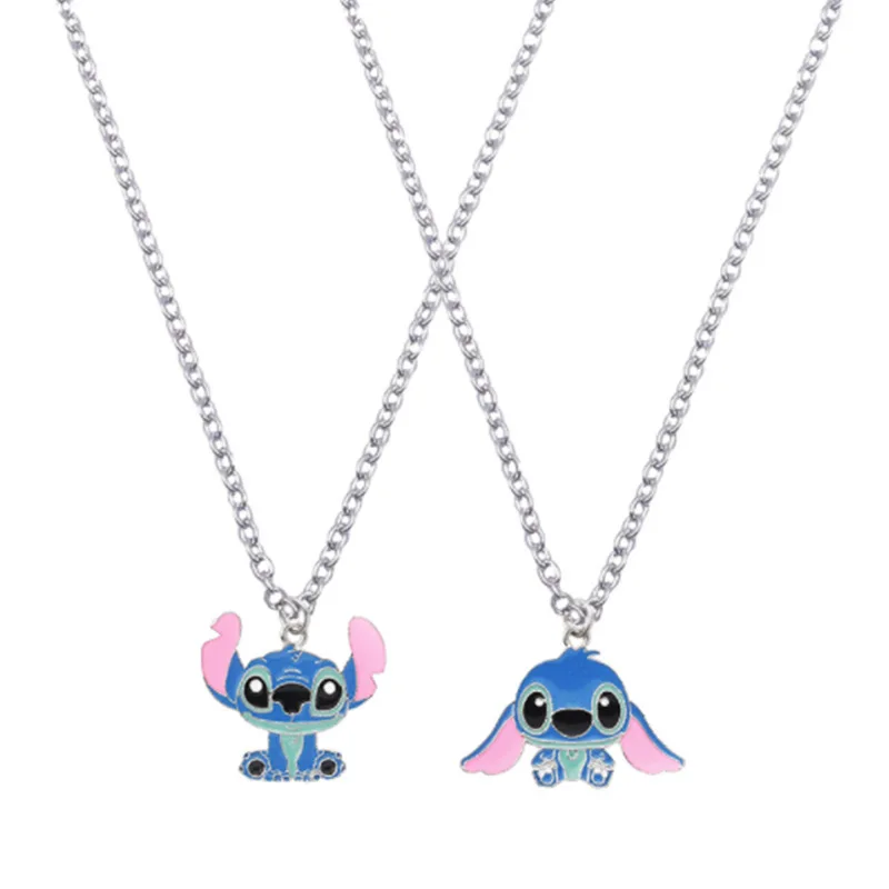 Lilo & Stitch Disney Fashion Necklaces Pendants for Couple Anime Jewelry Accessor Cute Necklace Sweater Chain Girl Boy Kids Gift