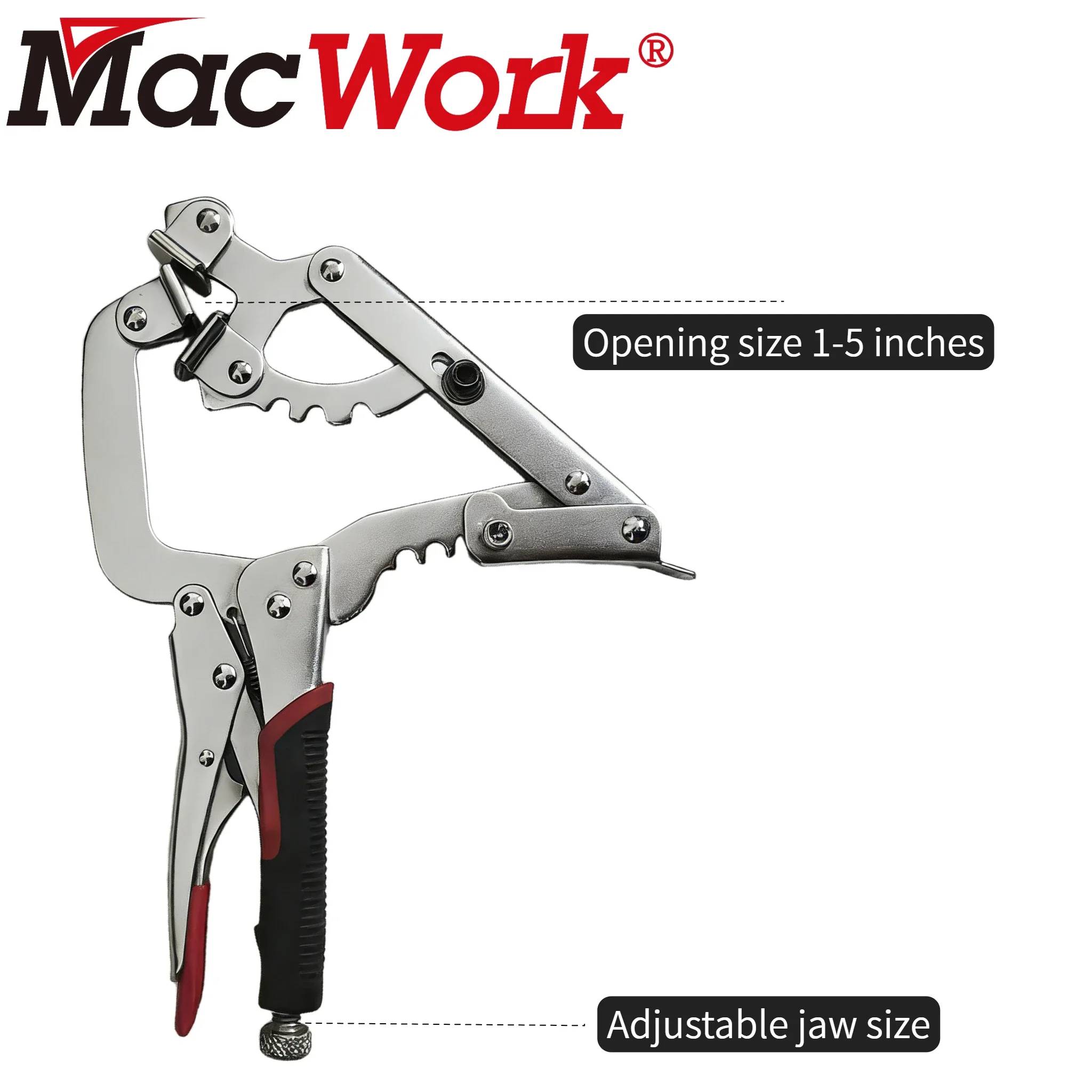 10 Inch C Clamp Three Head Locking Pliers Adjustable Width Vise Grip for 2" to 5' Woodworking Welding Alicate Parafusos view 2