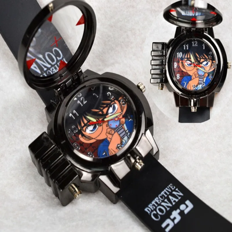 Relógio infantil de desenho animado Anime Detective Conan Laser