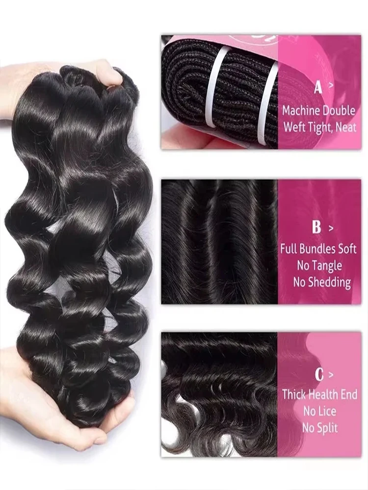 30 40 Inch Loose Wave Bundles Human Hair Bundles Loose Deep Wave Bundles Brazilian 3 4 Raw Hair Bundles Bundles Hair Extensions