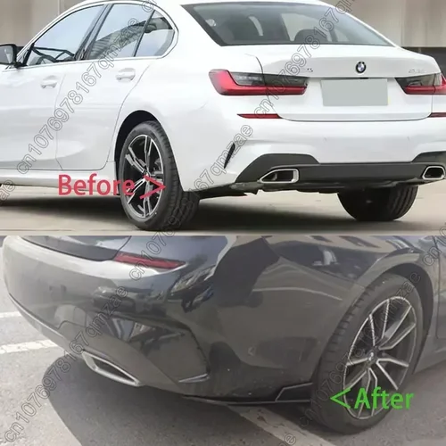 Imagen 2 del producto Rear Bumper Splitter Side Spoiler Canards Apron Cover Sticker Gloss Black For BMW 3 Series G20 G28 325 330 M-Sport 2019-2024