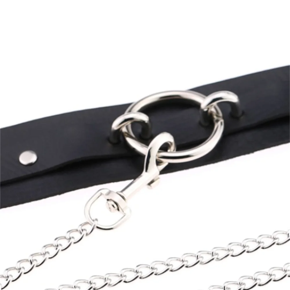 Adult Sex Leather Collar Bondage Erotic Chain Traction Rope Neck Chain Alternative Flirting Female With Sm Adult Products