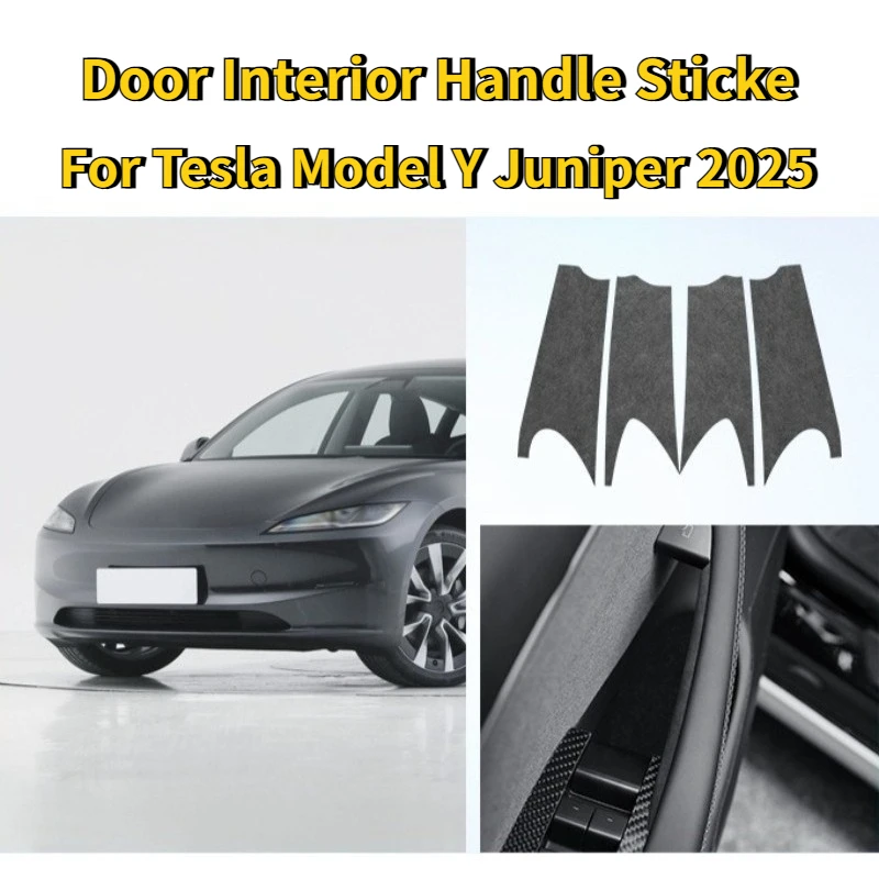 

For Tesla Model Y Juniper 2025 Door Interior Handle Sticker Alcantara Suede Inside Decorative Ultra Thin Patch Car Accessories