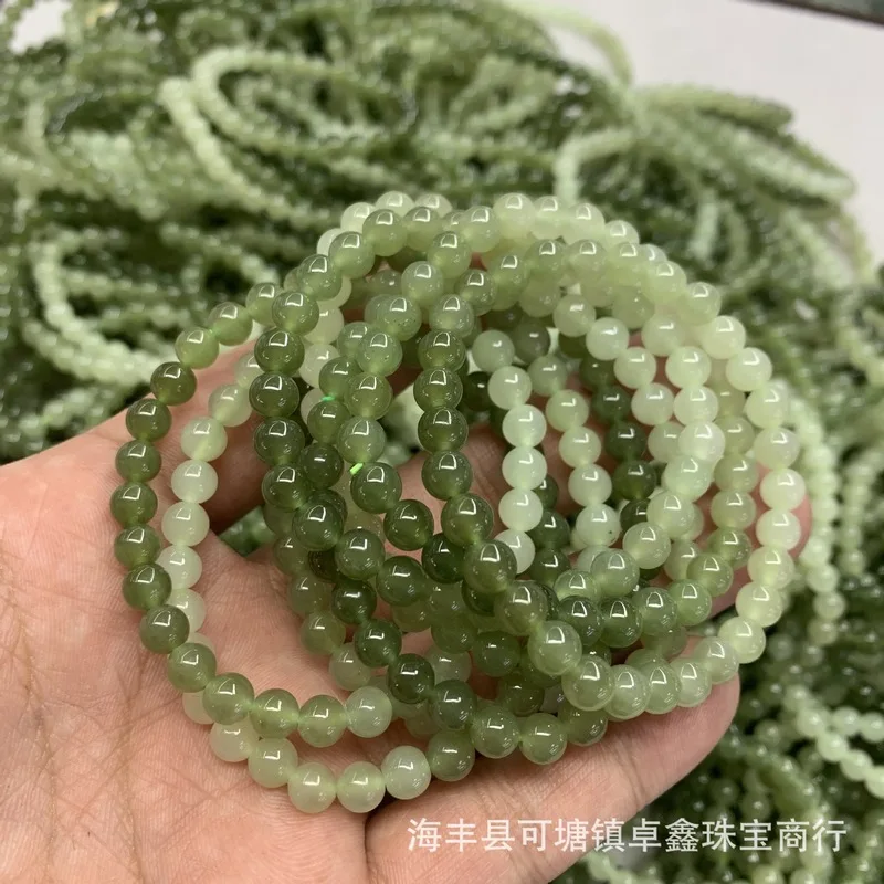 Natural Hetian Jade Gradient Color 6Mm Bracelet Style Women, Simple And Fashionable, Versatile