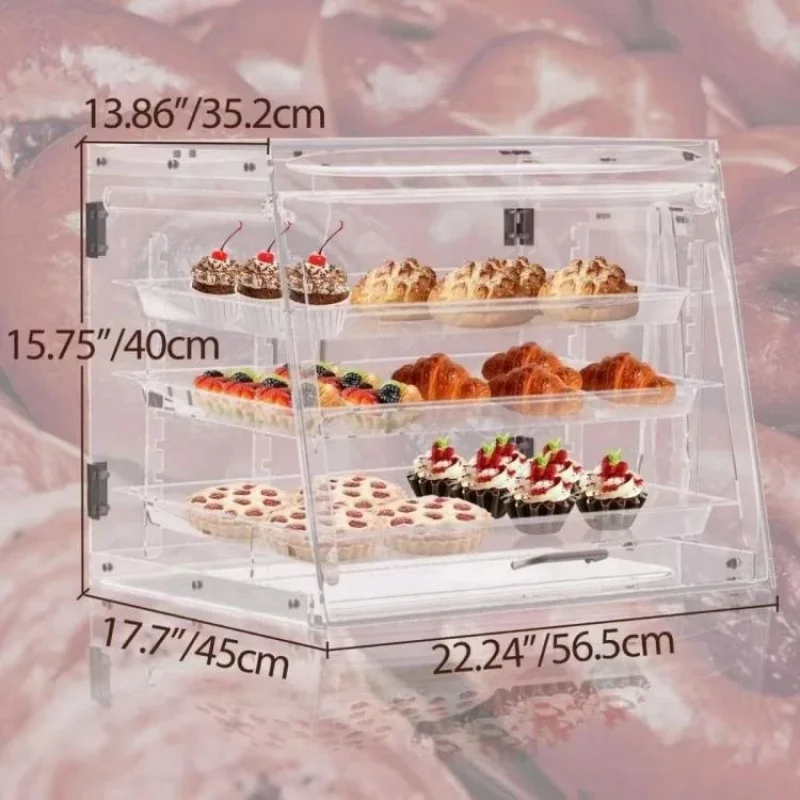 custom.Adjustable Acrylic Cake Display Cabinets Customizable Portable Bakery Display Boxes Cake Bread Sandwiche