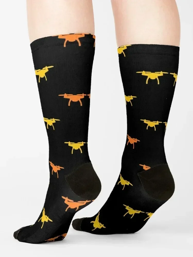 Meias drone amarelas sapatos fofos coloridos meias esportivas femininas masculinas