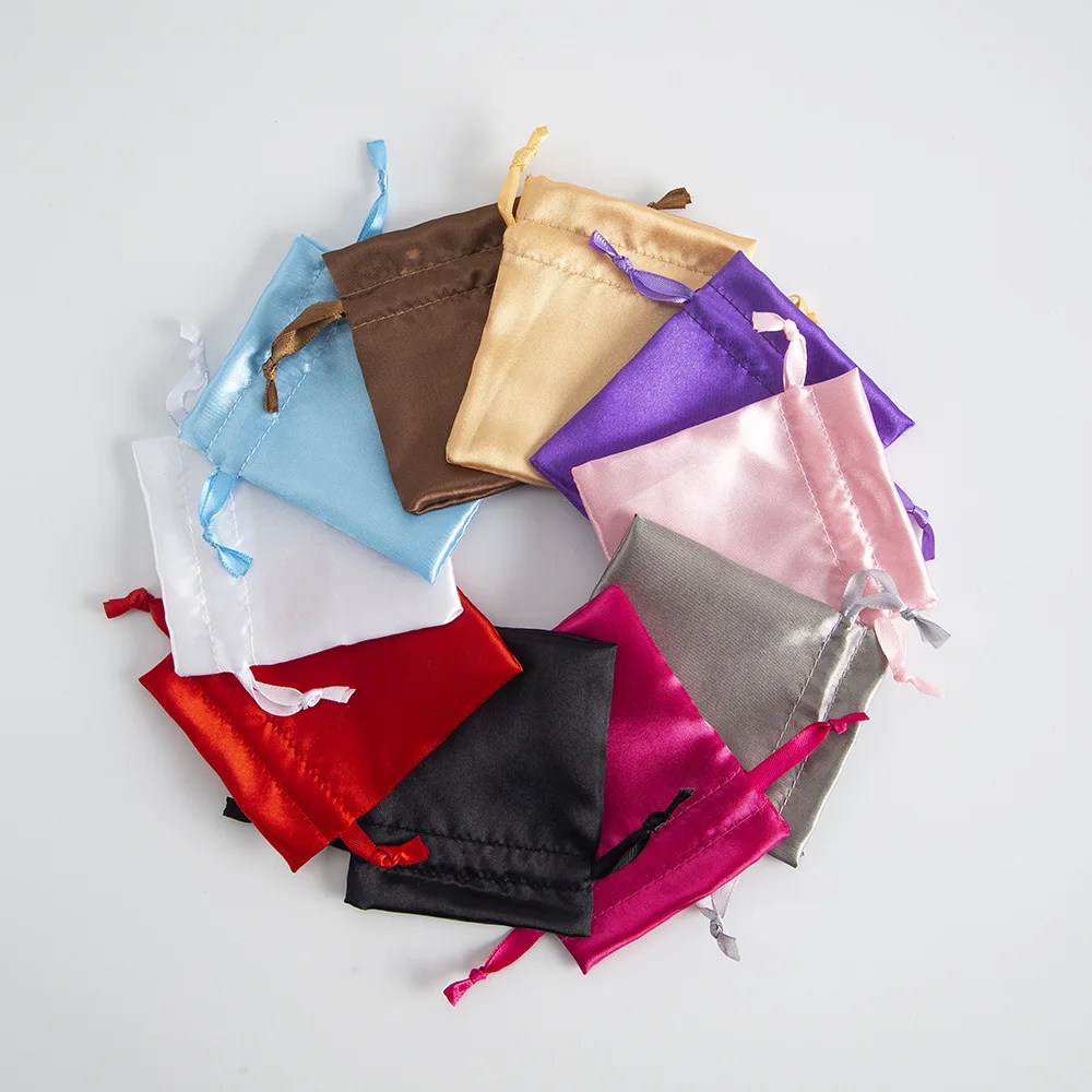 

5 шт./лот 7x9/9x12/10x15 см шелковая подарочная сумка для ювелирных изделий атласная сумка на шнурке для свадебной вечеринки серьги-конфеты браслет упаковка для хранения